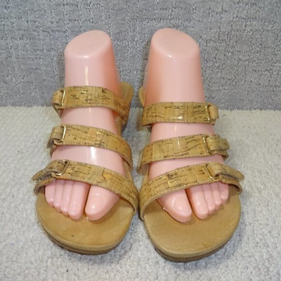 Vionic Womens Size 9 US Beige Cork Ortho Slide Wedge Heels Sandals 381DWYN - Picture 1 of 10